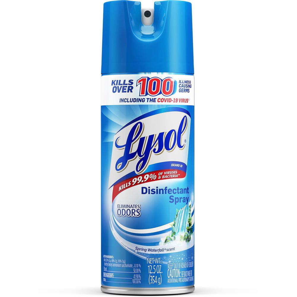 Lysol Spring Waterfall Disinfectant Spray - Ready-To-Use - 12.5 fl oz (0.4 quart) - Spring Waterfall Scent - 1 Each - Easy to Use - Clear. Picture 1