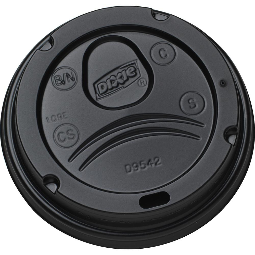 Dixie Hot Cup Lid - Dome - 10 / Carton - 100 Per Pack - Black. Picture 1