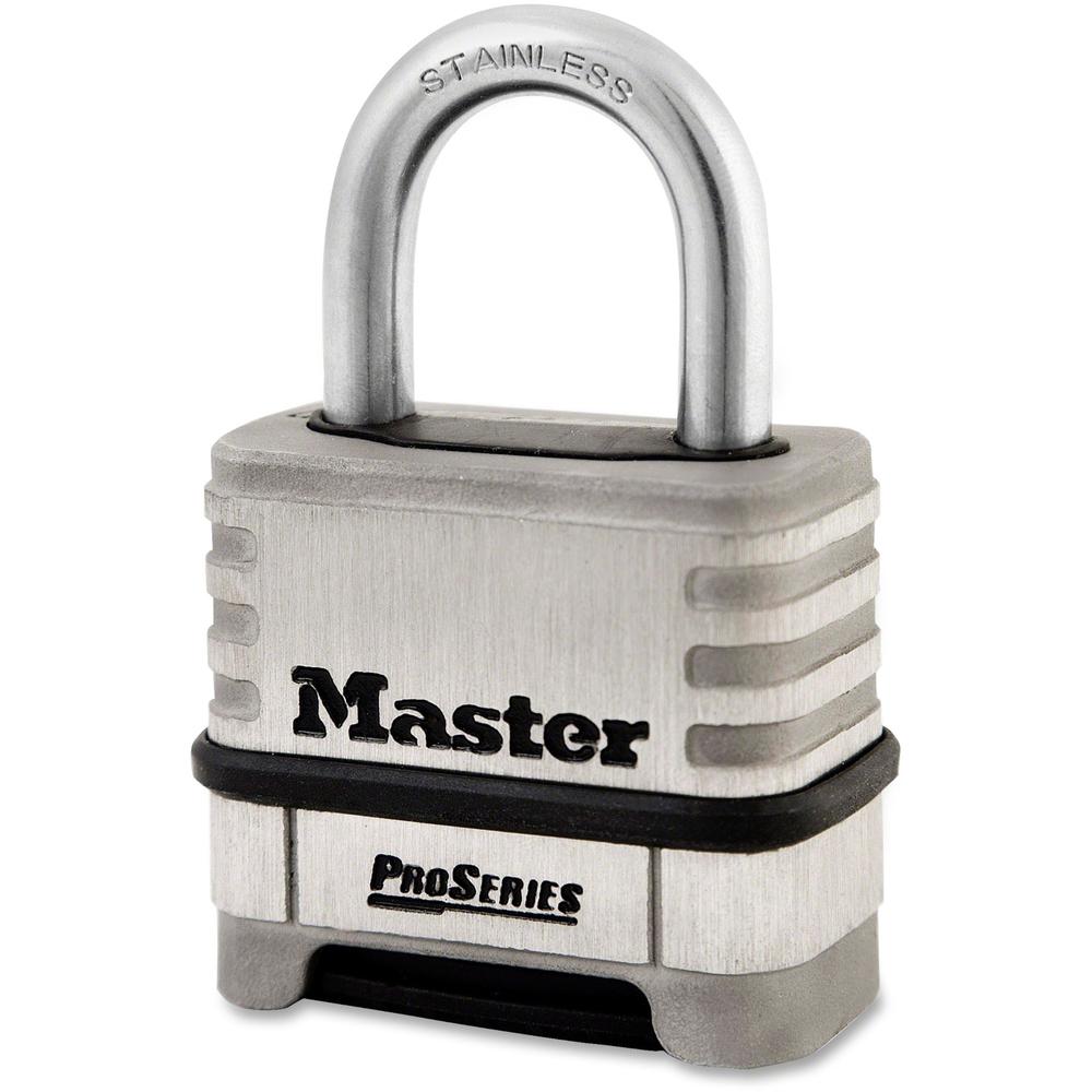 Master Lock ProSeries Resettable Combination Lock - 10000 Digit - 0.31" Shackle Diameter - Corrosion Resistant, Pry Resistant - Stainless Steel - Stainless Steel - 1 Each. Picture 1