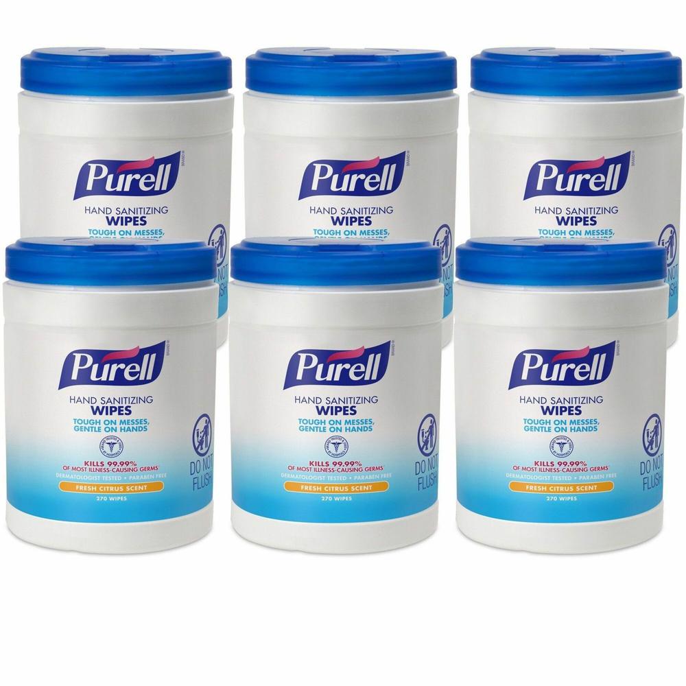 PURELL&reg; Sanitizing Wipes - White - 270 Per Canister - 6 / Carton. Picture 1