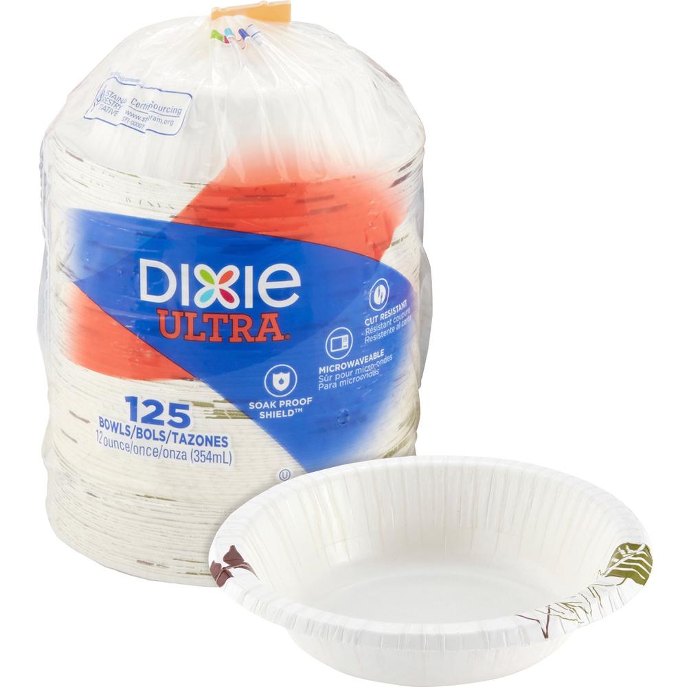 Dixie Ultra&reg; Pathways 12 oz Heavyweight Paper Bowls by GP Pro - Pathways - Disposable - Microwave Safe - White - Paper Body - 125 / Pack. The main picture.