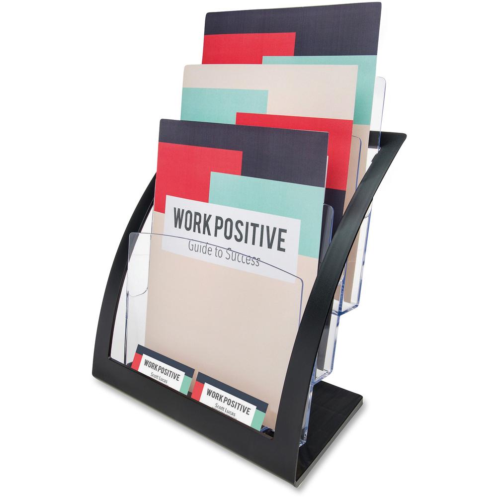 Deflecto Contemporary Literature Holder - 3 Compartment(s) - 3 Tier(s) - 13.3" Height x 11.2" Width x 6.9" DepthDesktop, Counter - Durable, Business Card Holder - Plastic - 1 Each. Picture 1