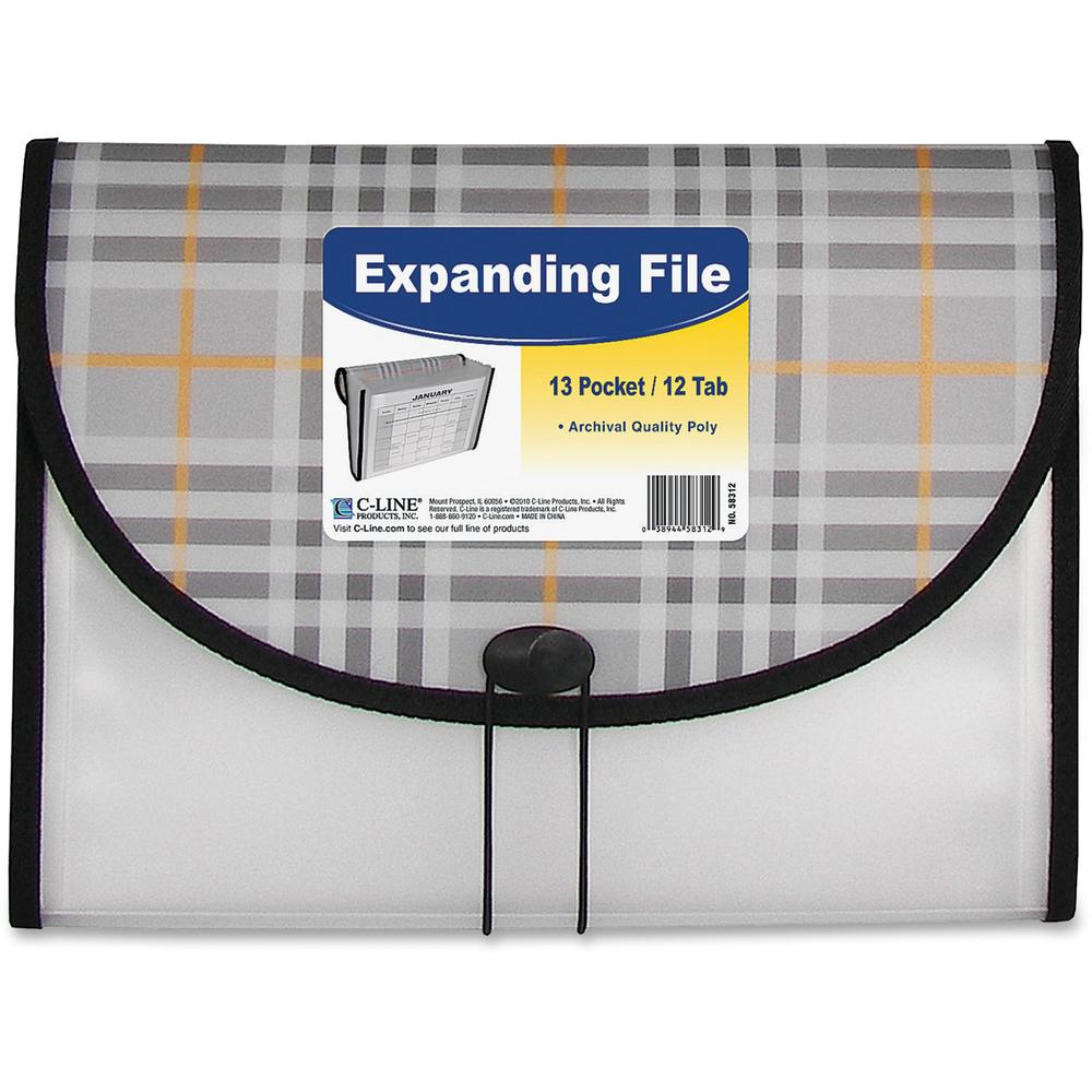 C-Line 13-Pocket Expanding File - Plaid Fashion Series, 1/EA, 58312. Picture 1