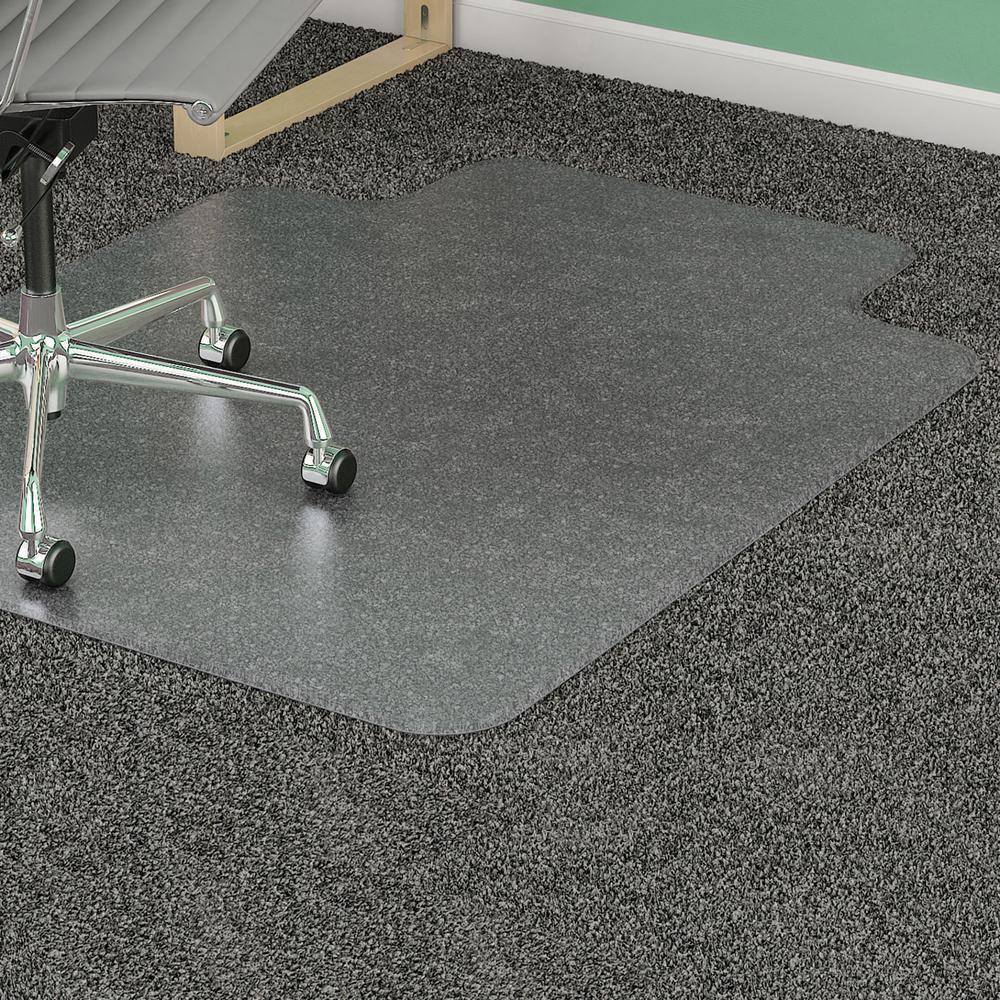Lorell Medium-pile Chairmat - Carpeted Floor - 48" Length x 36" Width x 0.133" Thickness - Lip Size 10" Length x 19" Width - Vinyl - Clear - 1Each. Picture 1