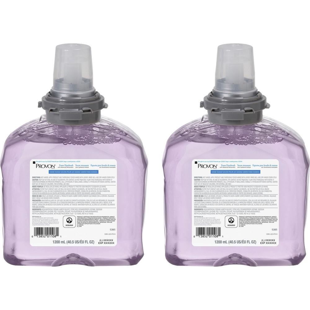 Provon TFX Refill Moisturizer Foam Handwash - Cranberry ScentFor - 40.6 fl oz (1200 mL) - Pump Bottle Dispenser - Kill Germs - Skin - Moisturizing - Purple - Rich Lather, Bio-based - 2 / Carton. Picture 1