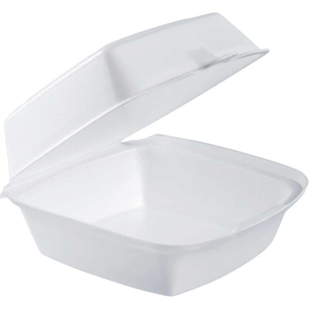 Solo Hinged Lid 6" Foam Container - Disposable - White - Foam Body - 500 / Carton. Picture 1