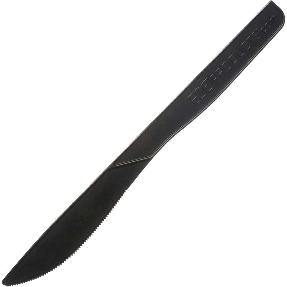 Eco-Products 6" Recycled Polystyrene Knives - 20/Carton - Black. Picture 1