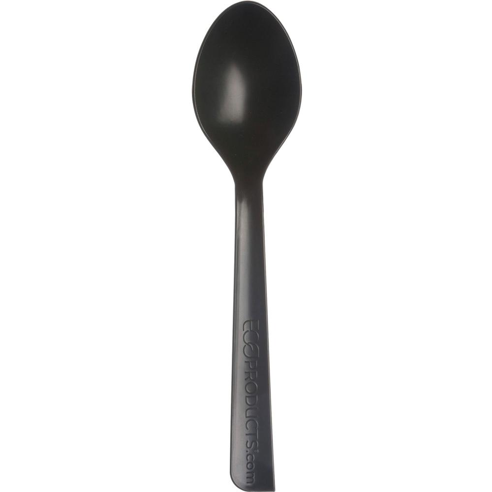 Eco-Products 6" Recycled Polystyrene Spoons - 20/Carton - Black. Picture 1