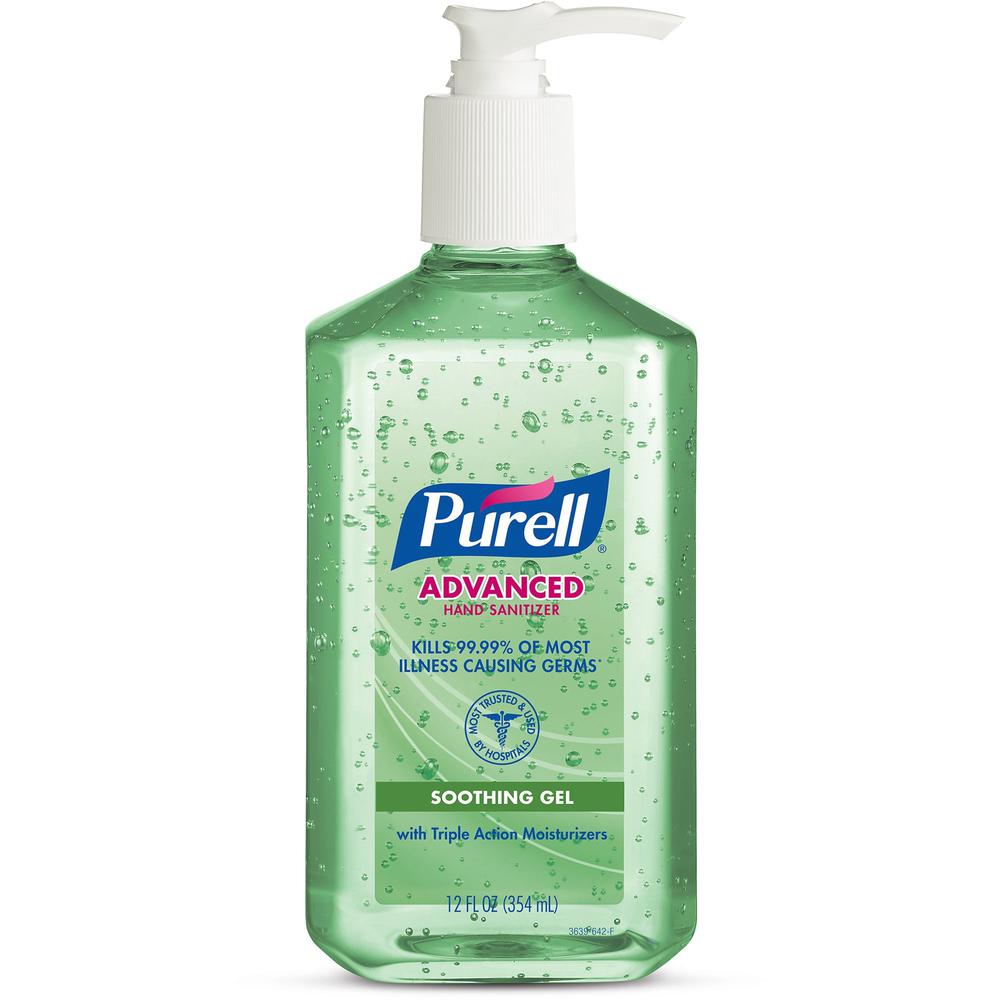PURELL&reg; Hand Sanitizer Gel - 12 fl oz (354.9 mL) - Pump Bottle Dispenser - Kill Germs - Hand, Skin - Clear - Non-sticky, Residue-free - 1 Each. Picture 1