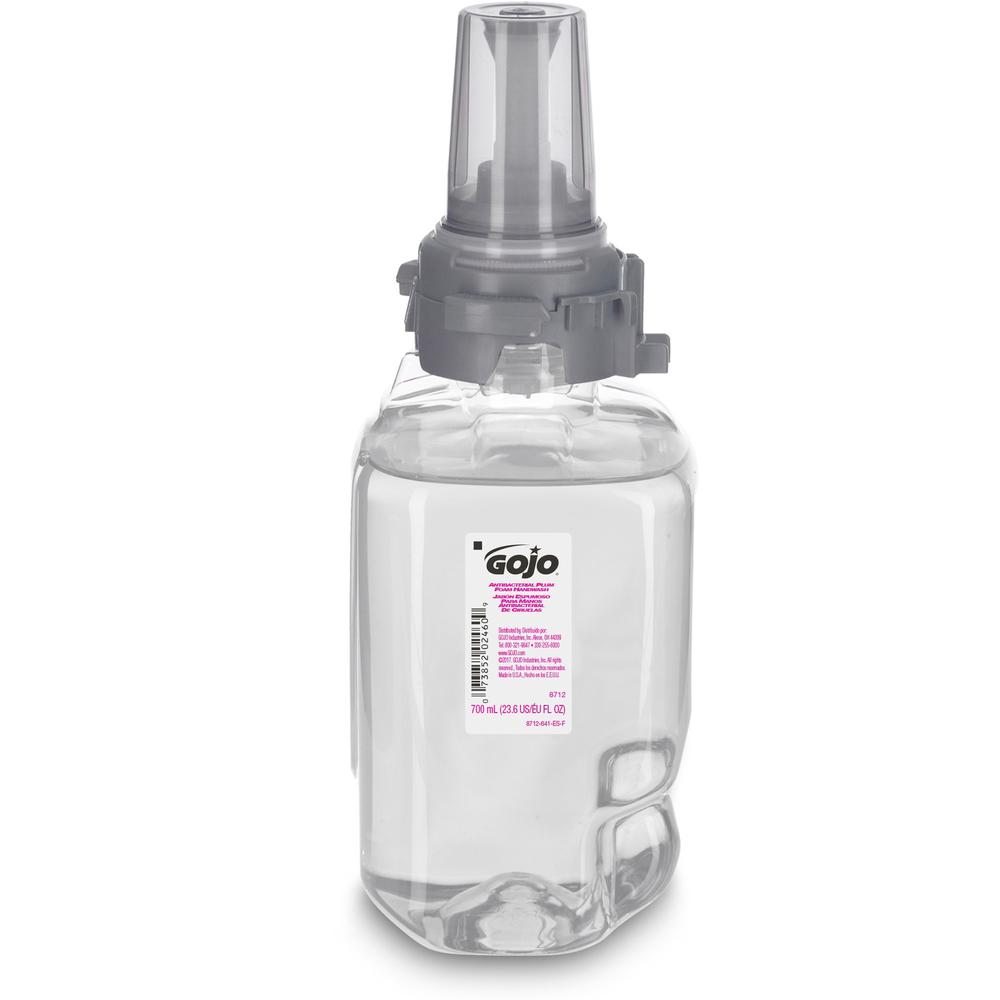 Gojo&reg; ADX-7 Dispenser Antibacterial Hand Soap Refill - Plum Scent - 23.7 fl oz (700 mL) - Pump Bottle Dispenser - Bacteria Remover, Kill Germs - Hand, Skin - Purple - Rich Lather, Bio-based - 1 Ea. The main picture.