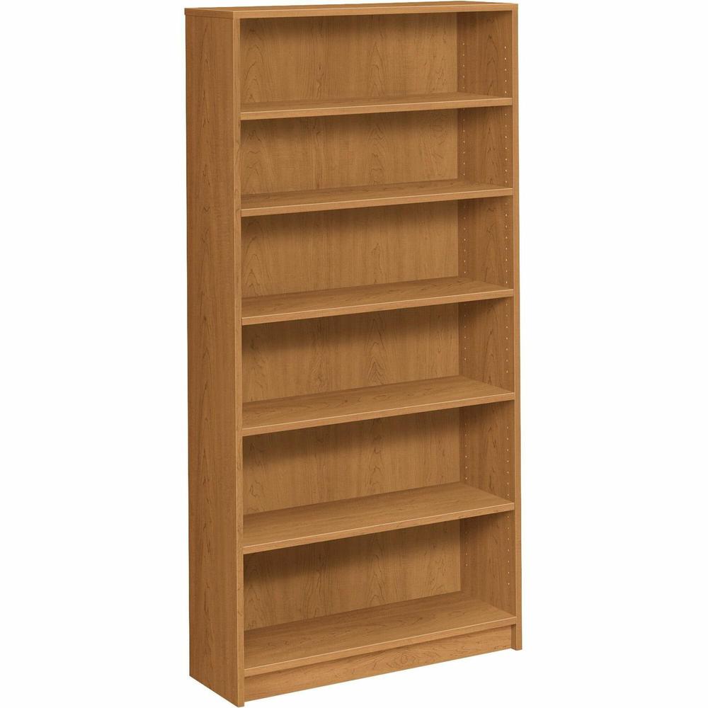 HON 1870 Series Bookcase | 6 Shelves | 36"W | Harvest Finish - 6 Shelf(ves) - 72.6" Height x 36" Width x 11.5" DepthFloor - Adjustable Shelf, Scratch Resistant, Spill Resistant, Stain Resistant, Level. Picture 1