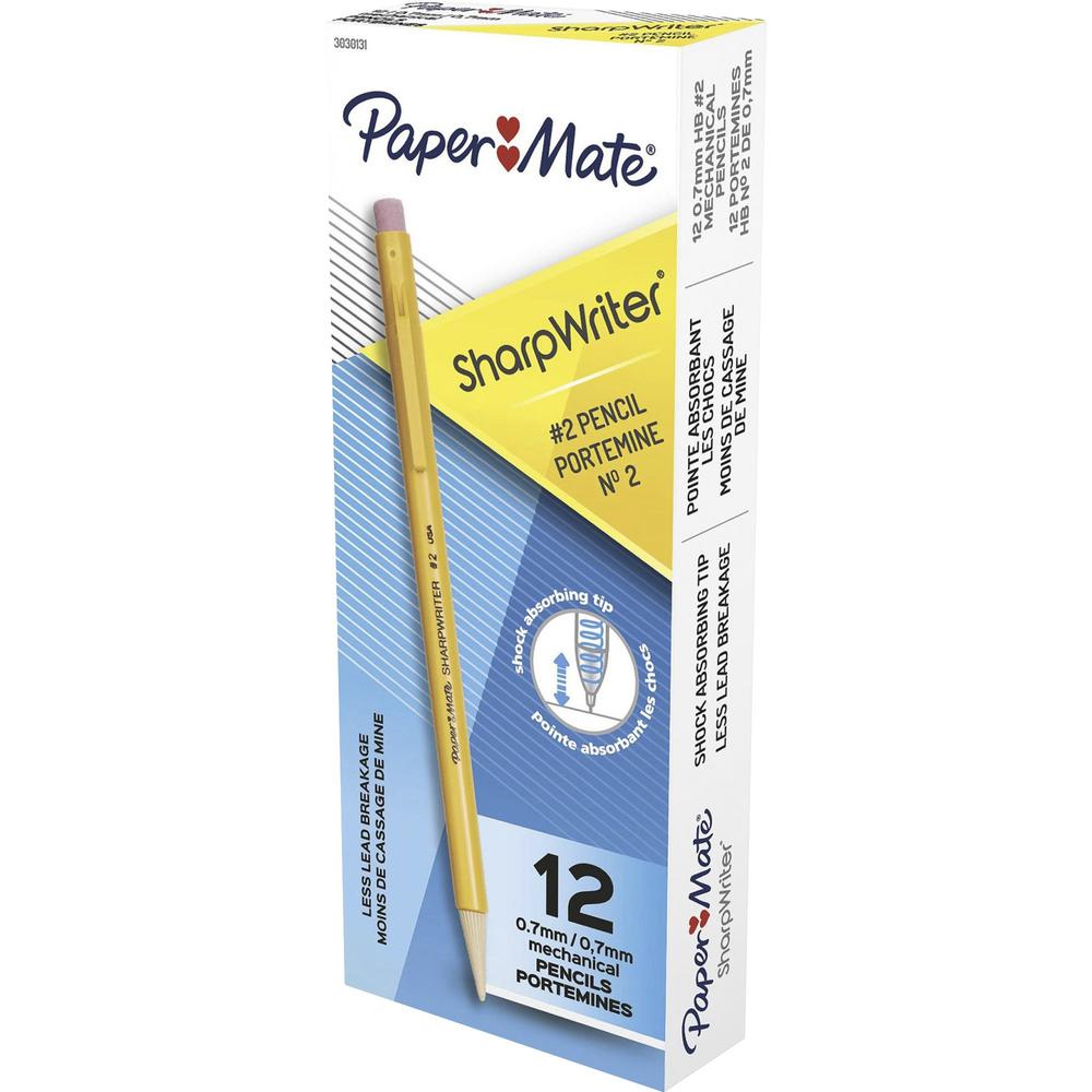Paper Mate Sharpwriter Mechanical Pencil - #2 Lead - 0.7 mm Lead Diameter - Goldenrod Barrel - 12 / Dozen. The main picture.