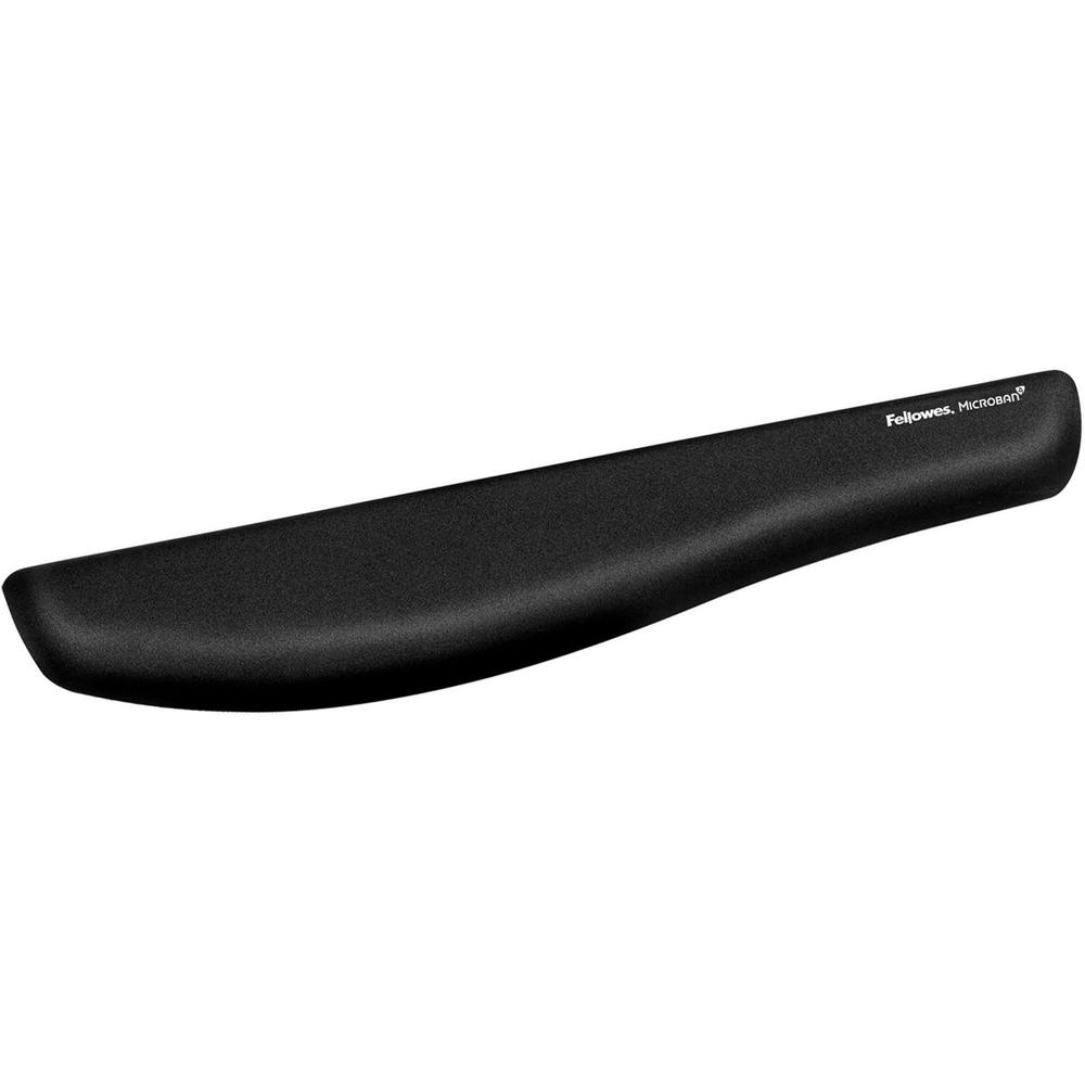 Fellowes PlushTouch&trade; Keyboard Wrist Rest with Microban&reg; - Black - 1" x 18.13" x 3.19" Dimension - Black - Polyurethane - Wear Resistant, Tear Resistant, Skid Proof - 1 Pack. The main picture.