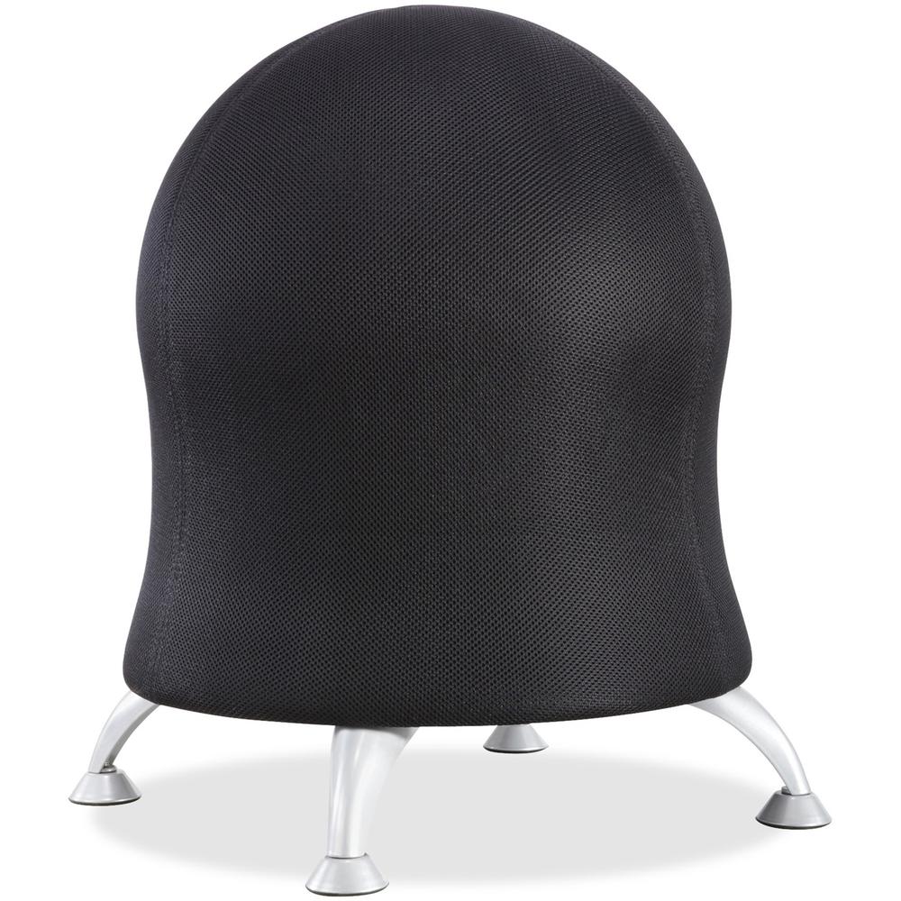 Safco Zenergy Ball Chair - Polyester Seat - Four-legged Base - Black - Polyvinyl Chloride (PVC), Polypropylene, Steel - 1 Each. Picture 1