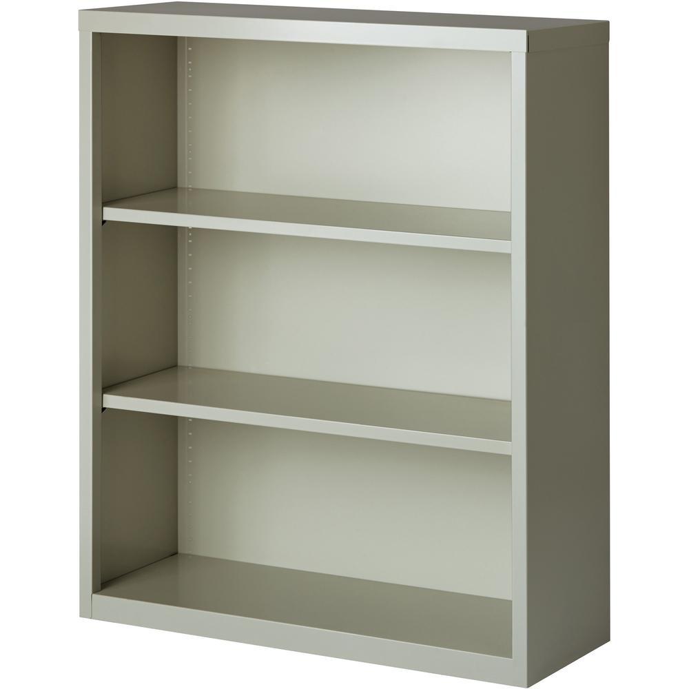 Lorell Fortress Series Bookcases - 34.5" x 13" x 42" - 3 x Shelf(ves) - Light Gray - Powder Coated - Steel - Recycled. Picture 1