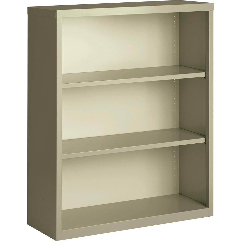 Lorell Fortress Series Bookcase - 34.5" x 13" x 42" - 3 x Shelf(ves) - Putty - Powder Coated - Steel - Recycled. Picture 1