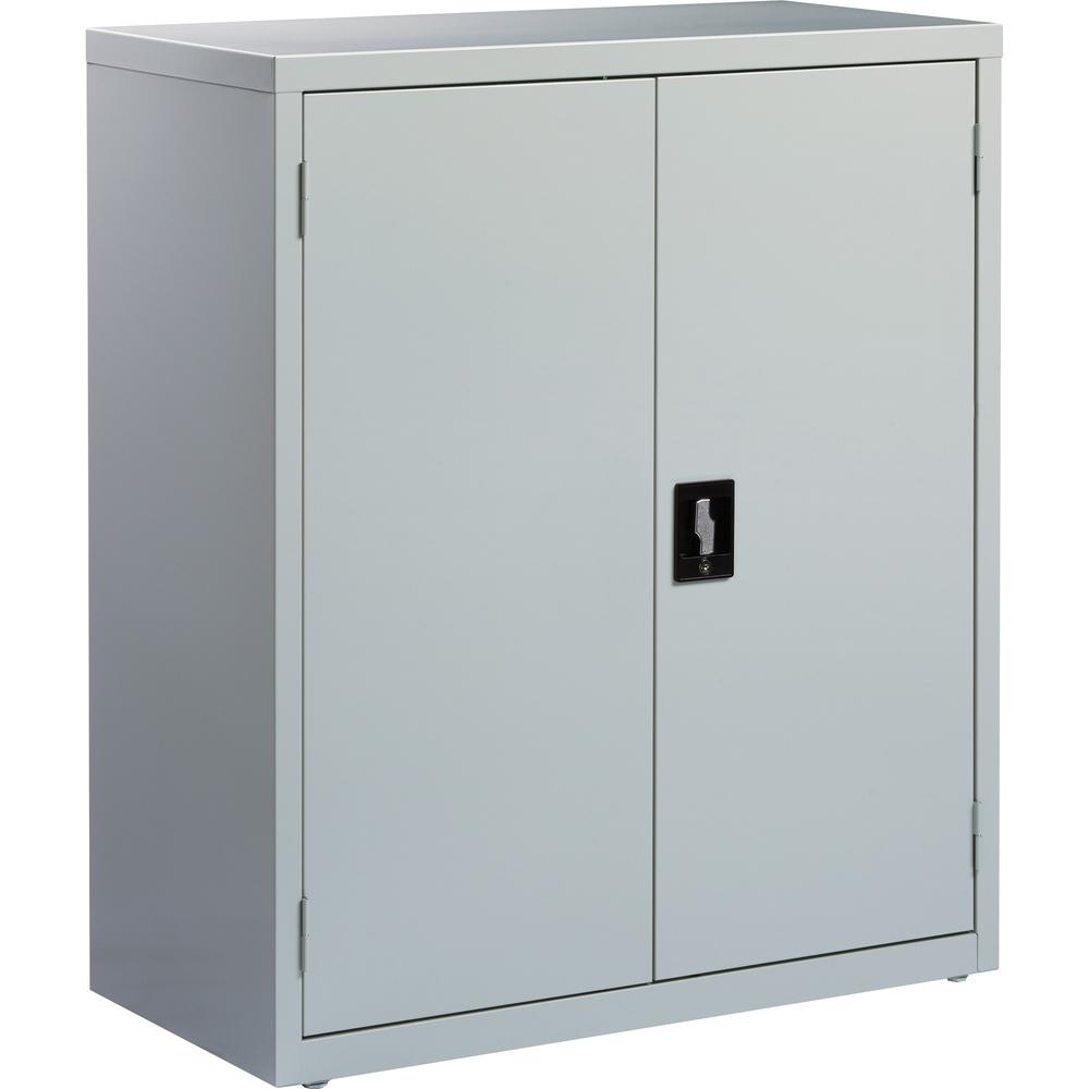 Lorell Fortress Series Storage Cabinet - 18" x 36" x 42" - 3 x Shelf(ves) - Recessed Locking Handle, Hinged Door, Durable, Sturdy, Adjustable Shelf - Light Gray - Powder Coated - Steel - Recycled. Picture 1