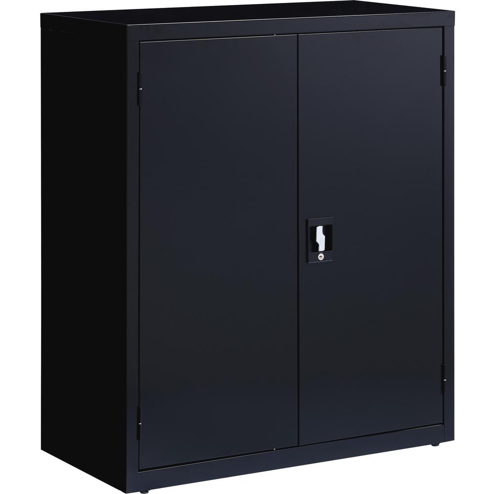 Lorell Fortress Series Storage Cabinet - 18" x 36" x 42" - 3 x Shelf(ves) - Recessed Locking Handle, Hinged Door, Durable - Black - Powder Coated - Steel - Recycled. Picture 1