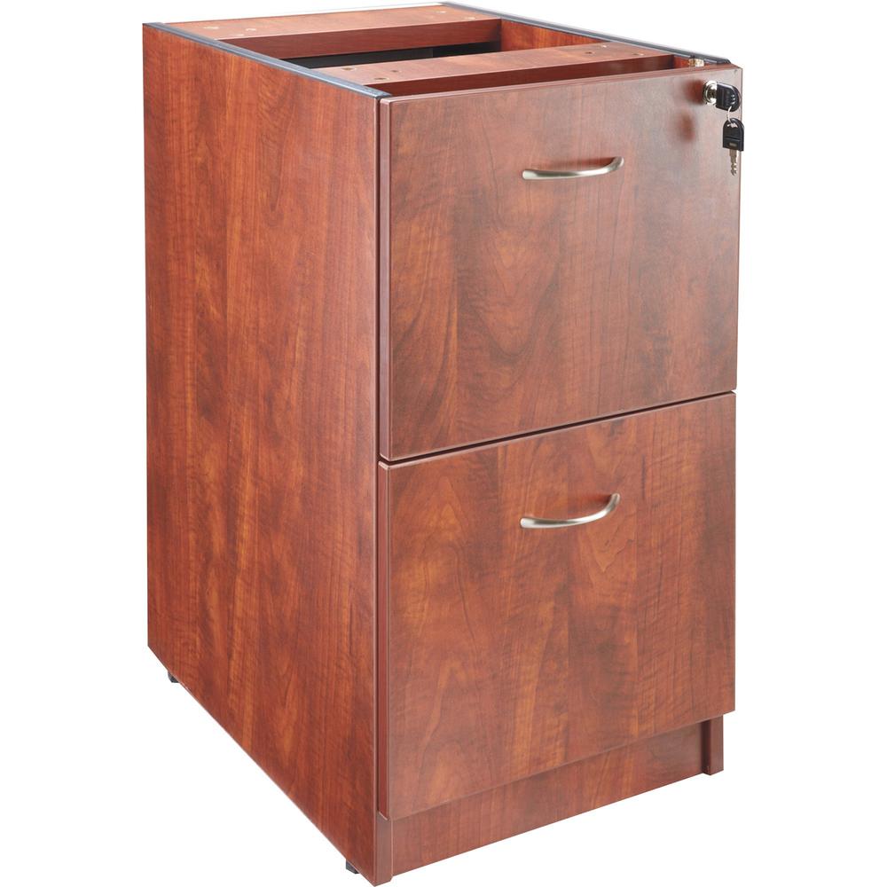 Lorell Essentials Series File/File Fixed File Cabinet - 15.5" x 21.9" x 28.3" - 2 x File Drawer(s) - Finish: Cherry, Laminate. Picture 1