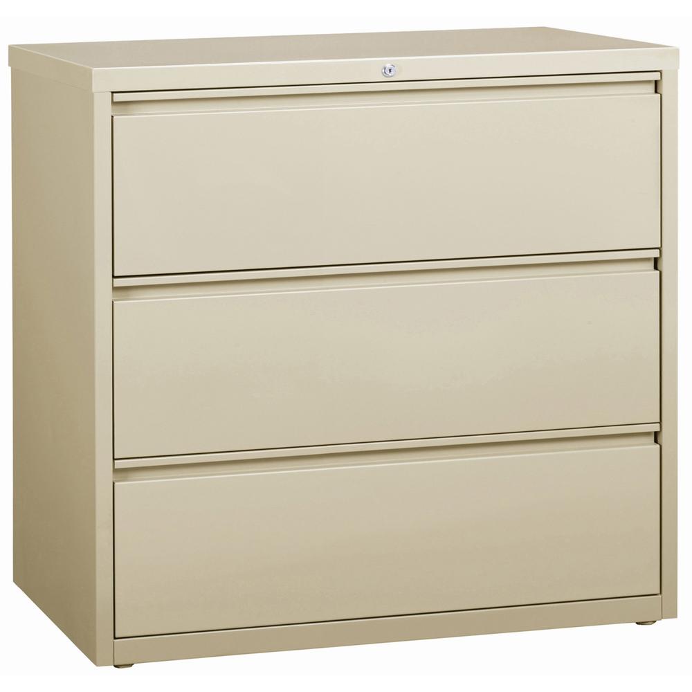 Lorell Fortress Series Lateral File - 42" x 18.6" x 40.3" - 3 x Drawer(s) for File - Letter, Legal, A4 - Lateral - Locking Drawer, Magnetic Label Holder, Ball-bearing Suspension, Leveling Glide - Putt. Picture 1