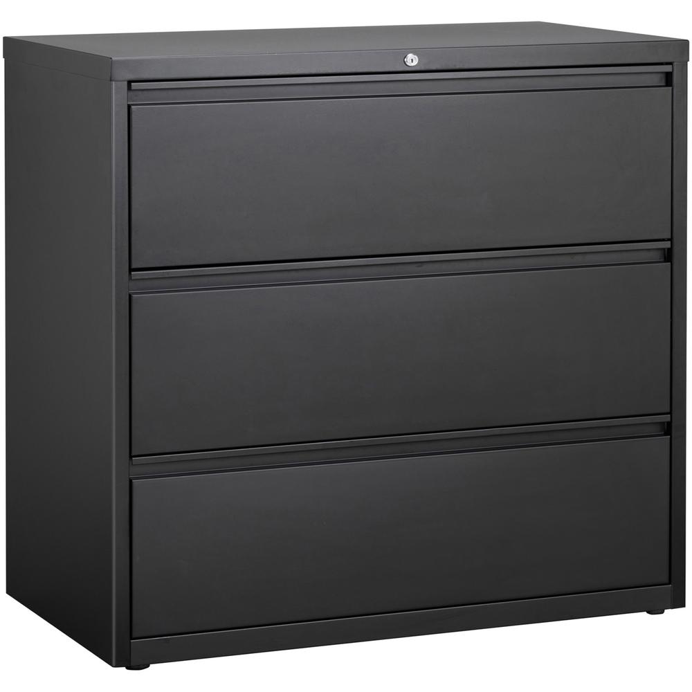 Lorell Fortress Series Lateral File - 42" x 18.6" x 40.3" - 3 x Drawer(s) for File - Letter, Legal, A4 - Lateral - Locking Drawer, Magnetic Label Holder, Ball-bearing Suspension, Leveling Glide - Blac. Picture 1