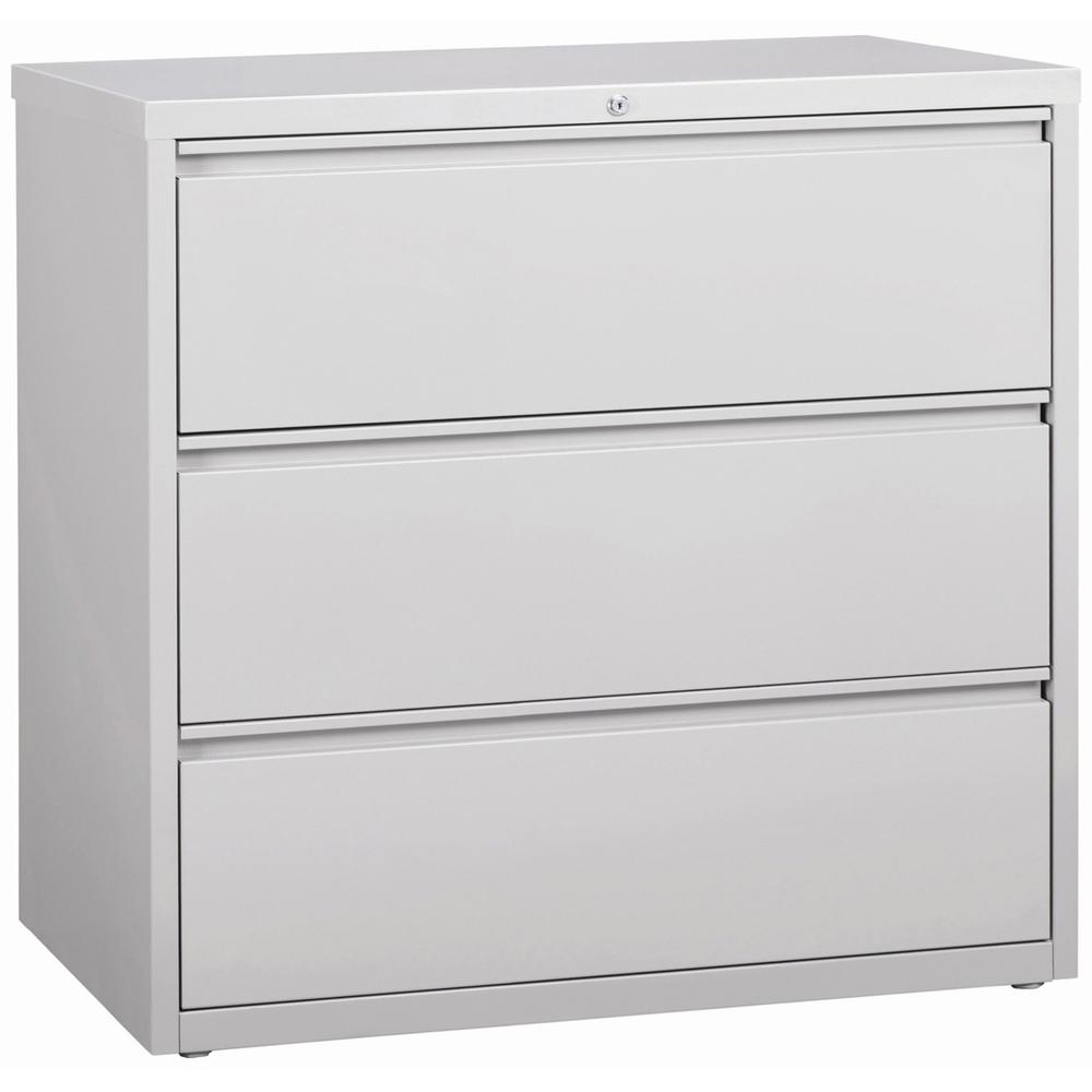 Lorell Fortress Series Lateral File - 42" x 18.6" x 40.3" - 3 x Drawer(s) for File - Letter, Legal, A4 - Lateral - Locking Drawer, Magnetic Label Holder, Ball-bearing Suspension, Leveling Glide - Ligh. Picture 1