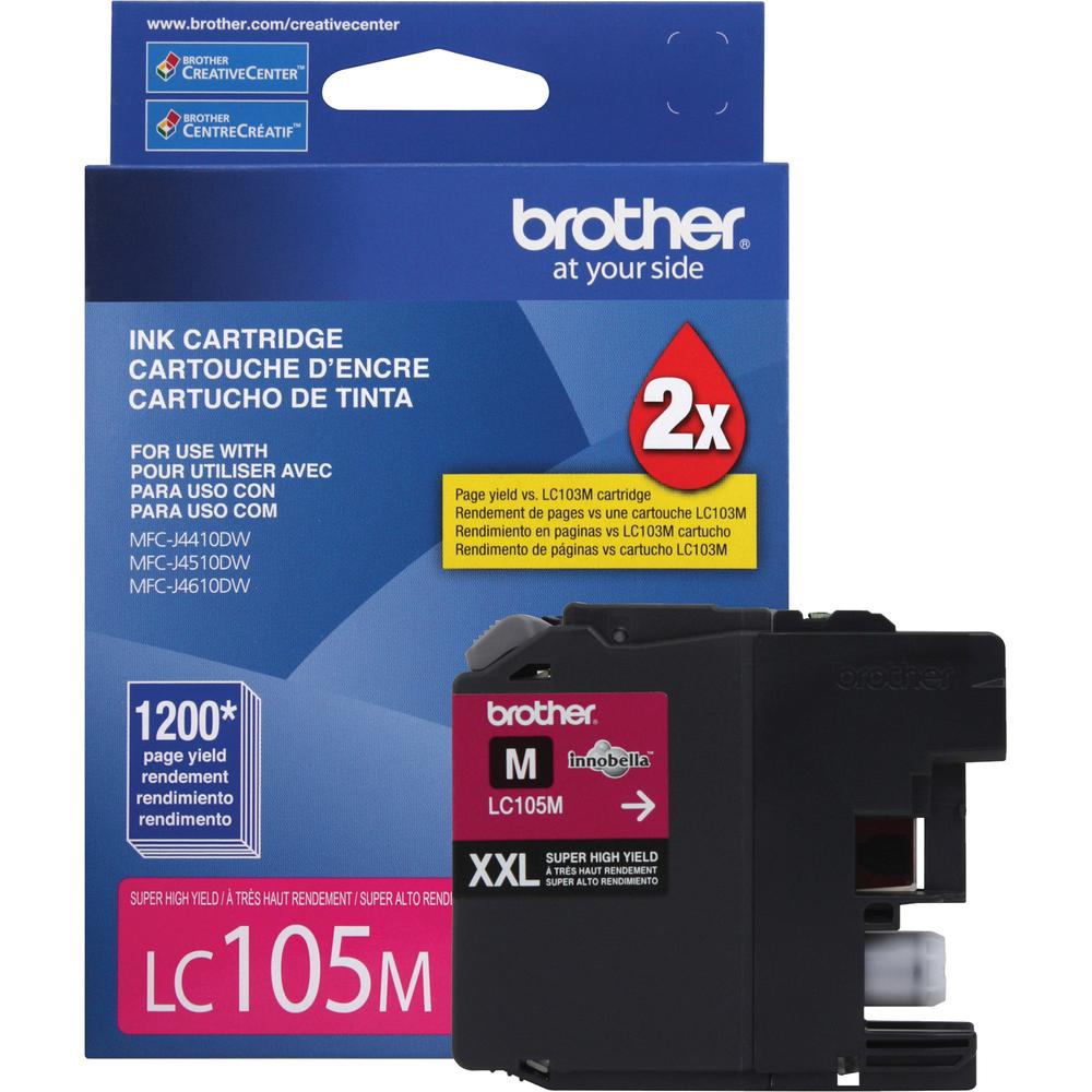 Brother Genuine Innobella LC105M Super High Yield Magenta Ink Cartridge - Inkjet - High Yield - 1200 Pages - Magenta - 1 Each. Picture 1