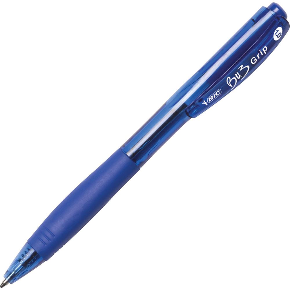 BIC BU3 Retractable Ballpoint Pen - Medium Pen Point - 1 mm Pen Point Size - Retractable - Blue - Blue Barrel - 1 Dozen. Picture 1