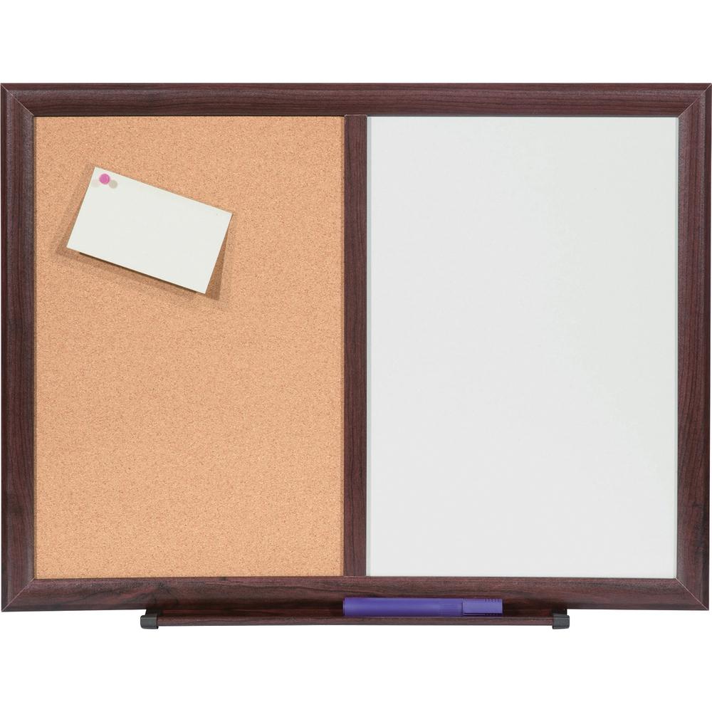 Lorell Combo Dry-Erase/Cork Board - 36" (3 ft) Width x 48" (4 ft) Height - Melamine Surface - Mahogany Wood Frame - 1 Each. Picture 1