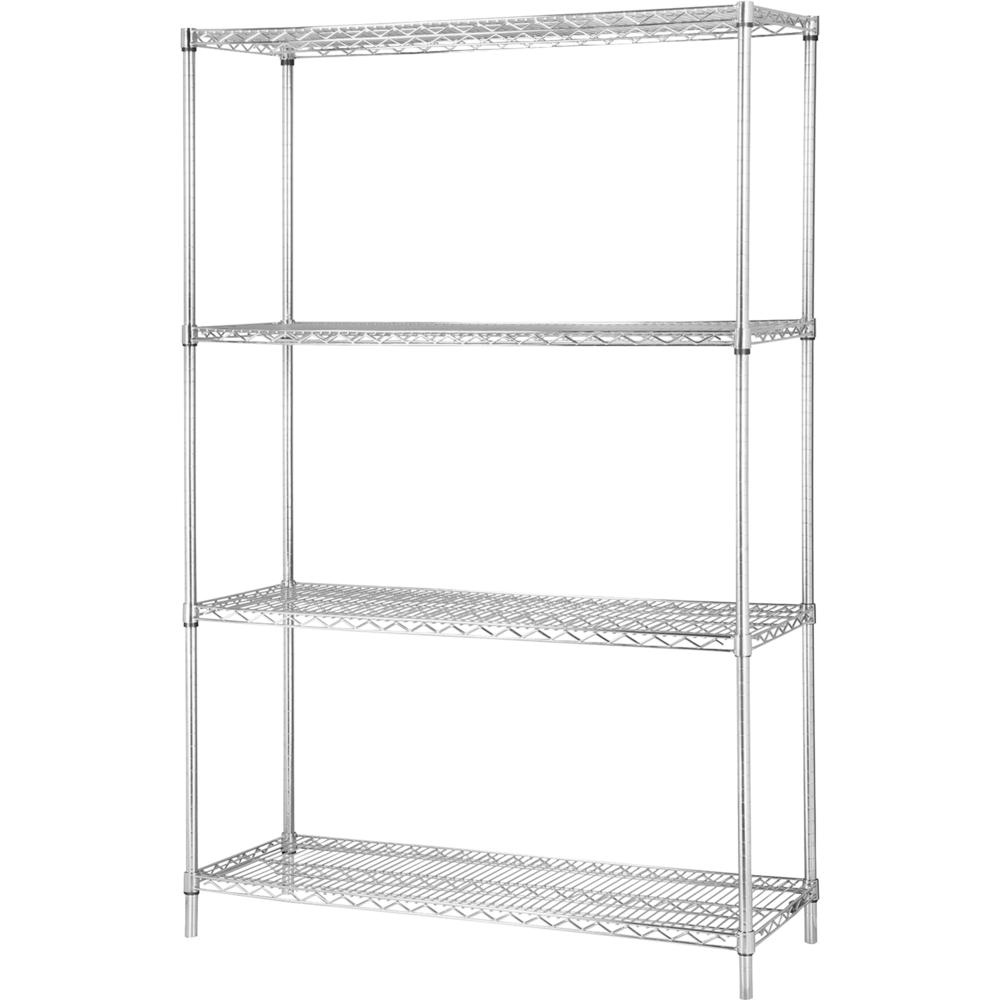 Lorell Industrial Wire Starter Shelving Unit - 36" Width x 18" Depth - Steel - Chrome. Picture 1