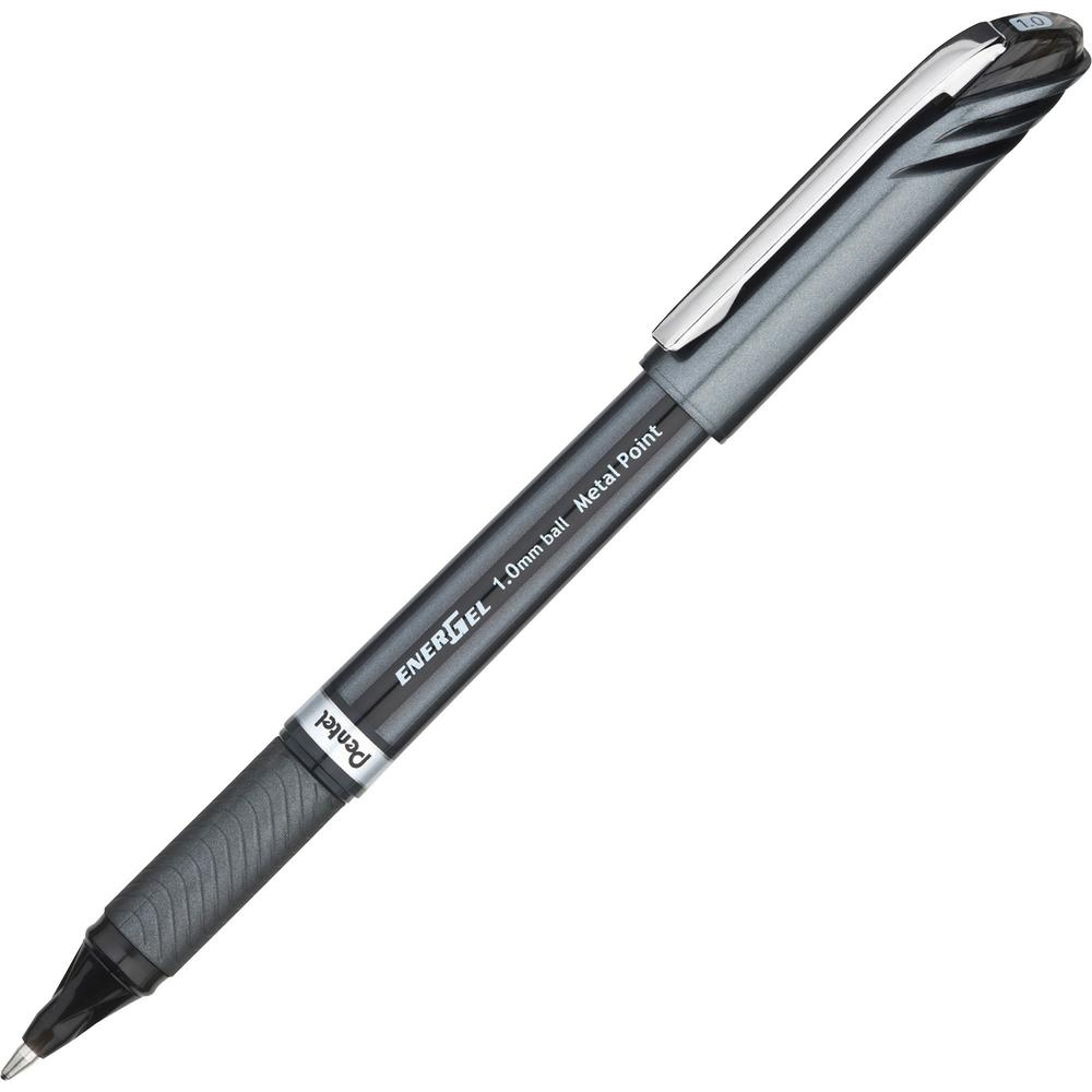 EnerGel EnerGel NV Liquid Gel Pens - Bold Pen Point - 1 mm Pen Point Size - Black Gel-based Ink - Gray Barrel - Metal Tip - 1 Dozen. Picture 1