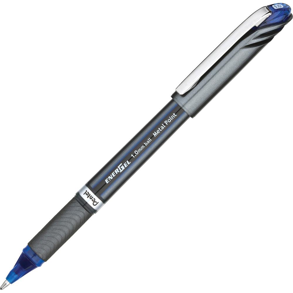 Pentel EnerGel NV Liquid Gel Pens - Bold Pen Point - 1 mm Pen Point Size - Blue Gel-based Ink - Gray Barrel - Metal Tip - 1 Dozen. Picture 1