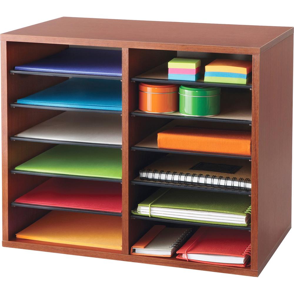 Safco Adjustable 12-Slot Wood Literature Organizer - 12 Compartment(s) - Desktop - Adjustable - Hardboard, Fiberboard - 1 Each. The main picture.