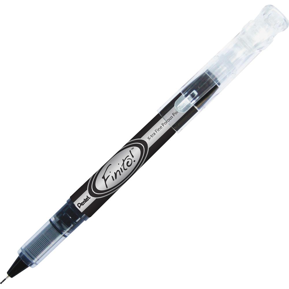 Pentel Finito! Porous Point Pens - Extra Fine Pen Point - Black Pigment-based Ink - Black Barrel - 1 Dozen. The main picture.