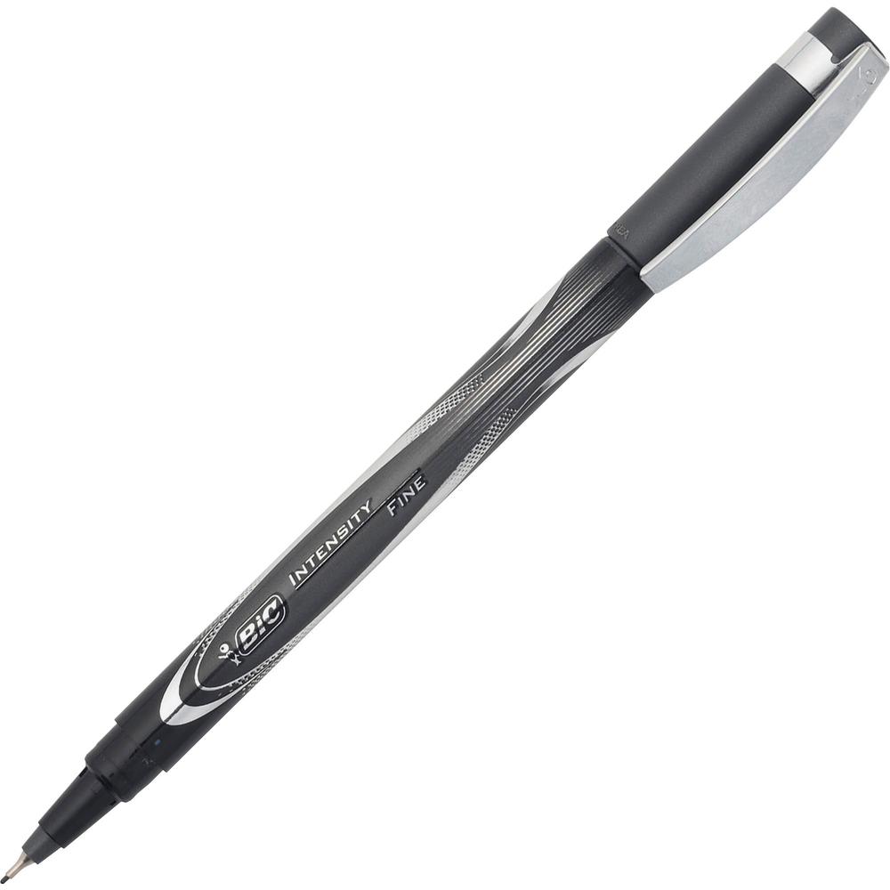 BIC Intensity Fine Point Permanent Marker Pens - Fine Pen Point - 0.5 mm Pen Point Size - Black - Black Barrel - 1 Dozen. Picture 1