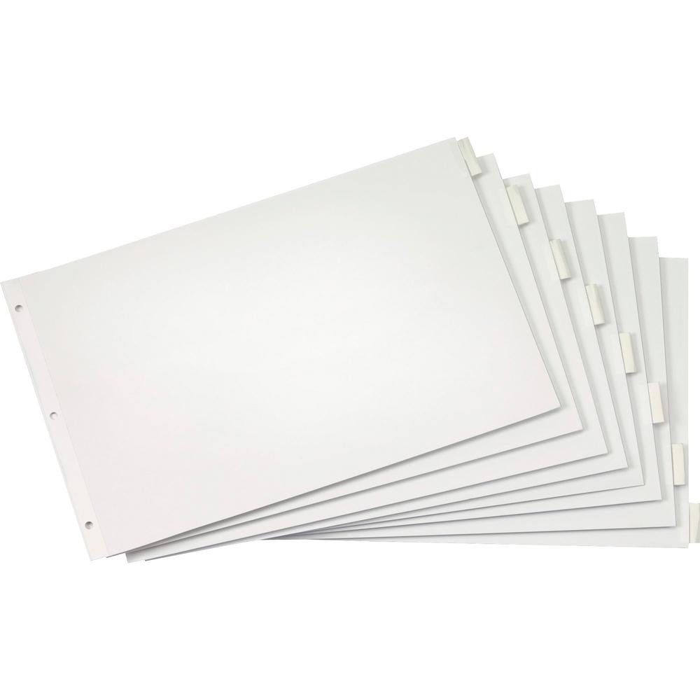 Cardinal Insertable Index Dividers - 8 x Divider(s) - Blank Tab(s) - 8 Tab(s)/Set - 17.5" Divider Width x 11.50" Divider Length - Tabloid - 11" Width x 17" Length - White Paper Divider - Clear Tab(s). Picture 1