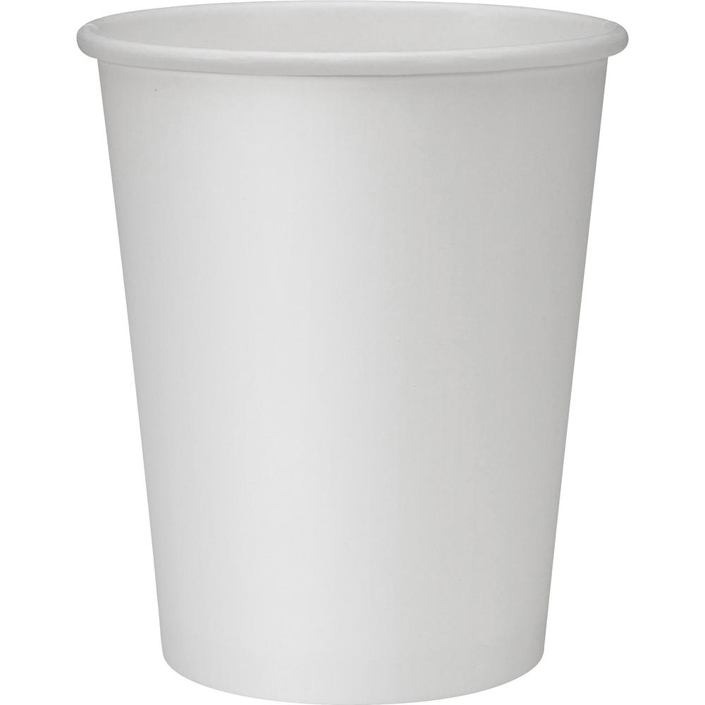 Genuine Joe Polyurethane-lined Disposable Hot Cups - 8 fl oz - 50 / Pack - White - Polyurethane - Beverage, Hot Drink. Picture 1