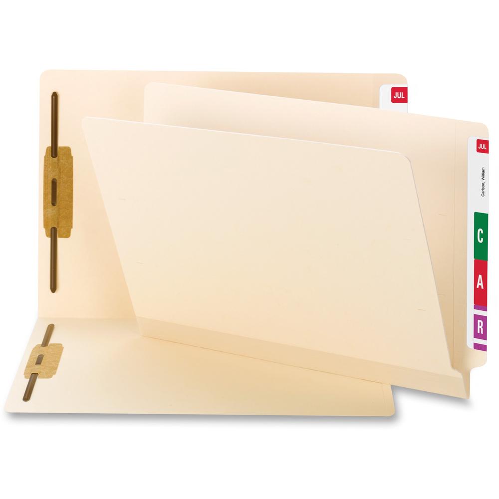 Smead TUFF Straight Tab Cut Letter Recycled End Tab File Folder - 8 1/2" x 11" - 3/4" Expansion - 2 x 2B Fastener(s) - 2" Fastener Capacity for Folder - Poly - Manila - 10% Recycled - 50 / Box. Picture 1