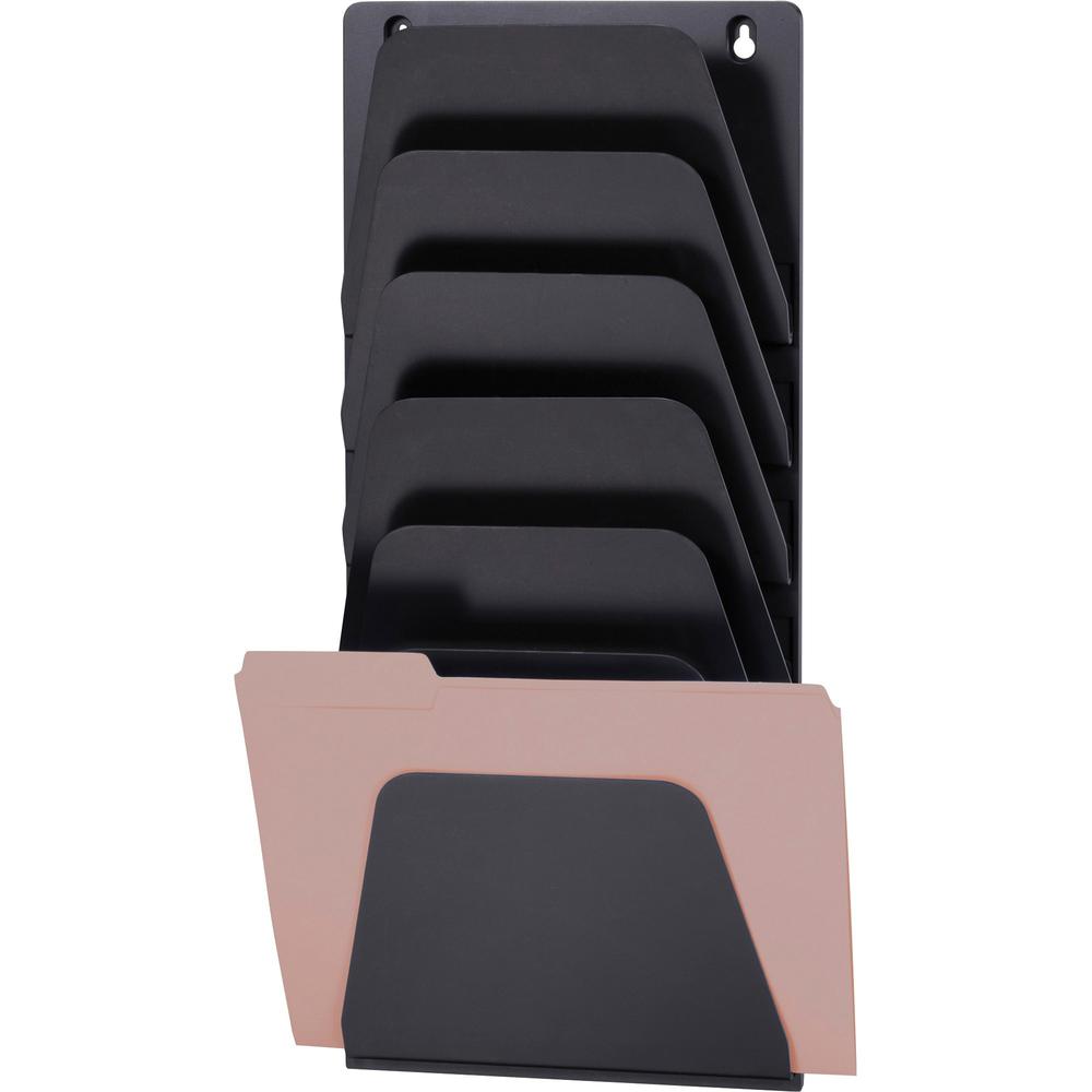 Officemate Wall File Holder - 7 Compartment(s) - 22.4" Height x 9.5" Width x 2.9" Depth - Black - Plastic - 1 Each. Picture 1