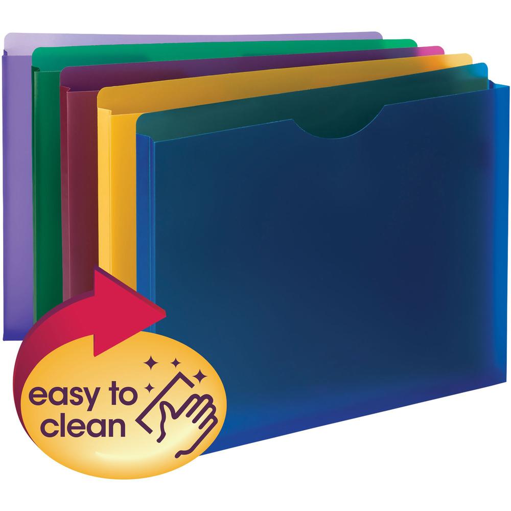 Smead Straight Tab Cut Letter File Jacket - 1" Folder Capacity - 8 1/2" x 11" - 1" Expansion - Blue, Red, Yellow, Green, Purple - 10 / Pack. Picture 1