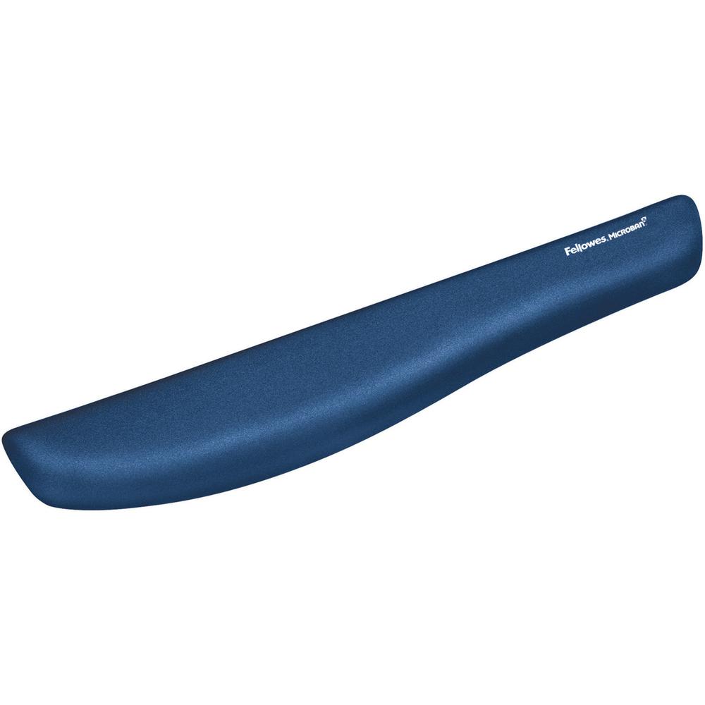 Fellowes PlushTouch&trade; Keyboard Wrist Rest with Microban&reg; - Blue - 1" x 18.13" x 3.19" Dimension - Blue - Foam - Wear Resistant, Tear Resistant, Skid Proof - 1 Pack. Picture 1