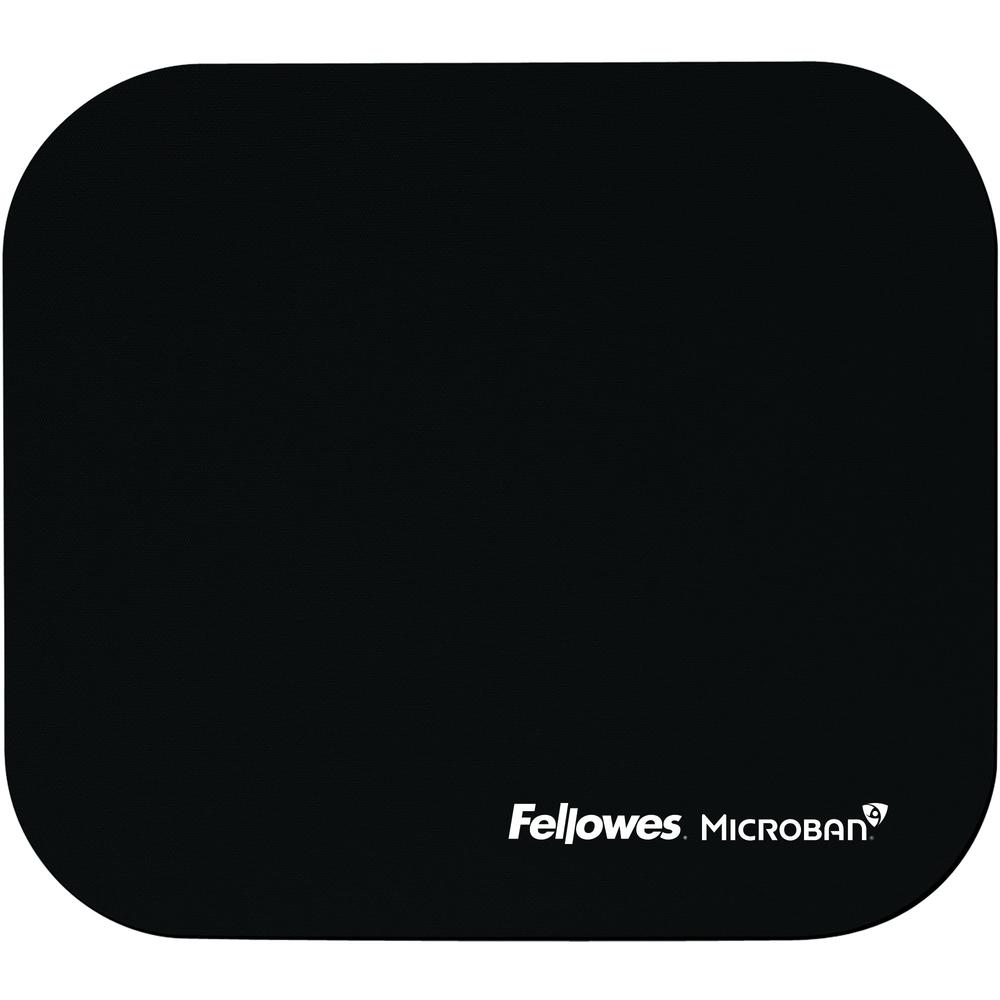 Fellowes Microban&reg; Mouse Pad - Black - 8" x 9" x 0.13" Dimension - Black - Rubber - Tear Resistant, Wear Resistant, Skid Proof - 1 Pack - TAA Compliant. Picture 1