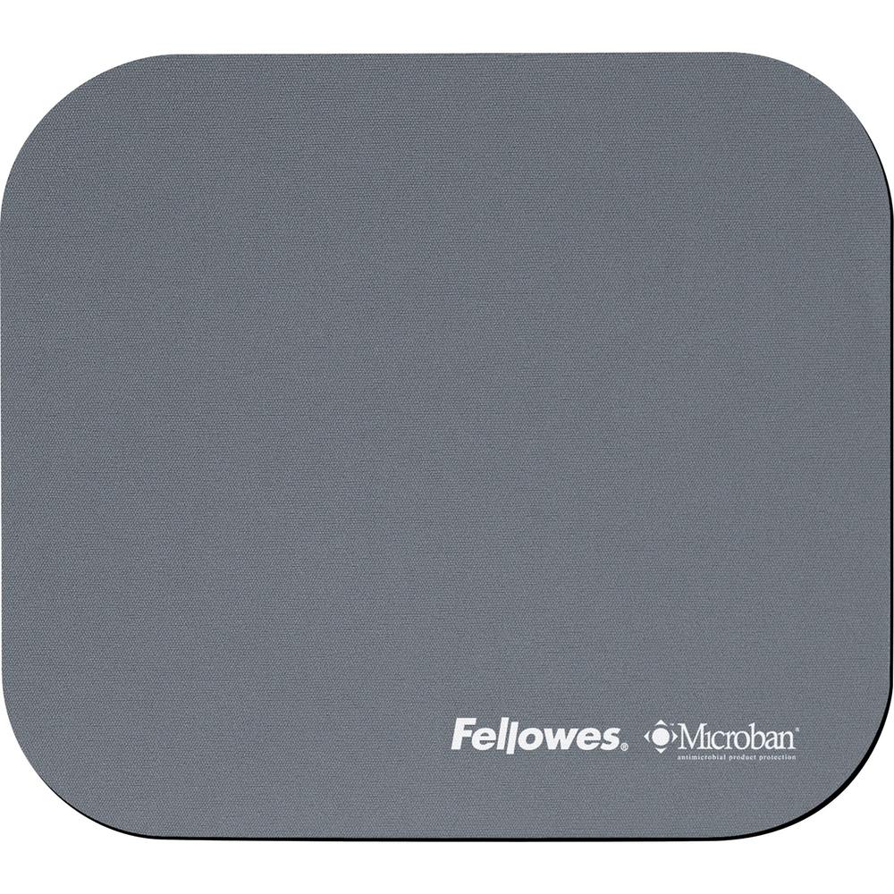 Fellowes Microban&reg; Mouse Pad - Graphite - 8" x 9" x 0.13" Dimension - Graphite - Rubber - Wear Resistant, Tear Resistant, Scratch Resistant, Skid Proof - 1 Pack. Picture 1