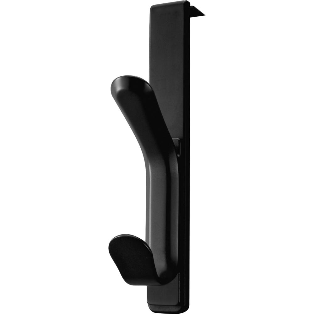 Lorell Over-the-panel Double Coat Hook - for Coat, Garment - Plastic - Black - 1 Each. Picture 1