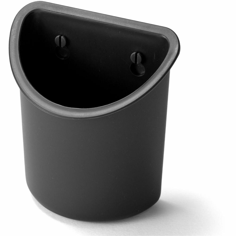 Lorell Recycled Mounting Pencil Cup - Plastic - 1 Each - Black. Picture 1