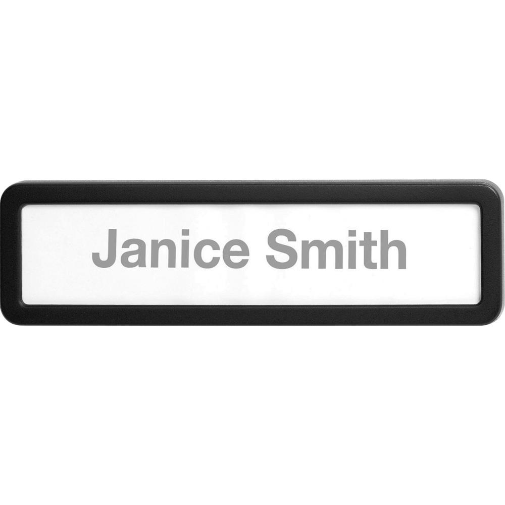 Lorell Recycled Cubicle Nameplate - 1 Each - 0.9" Width x 2.7" Height - Wall - Plastic - Black. Picture 1