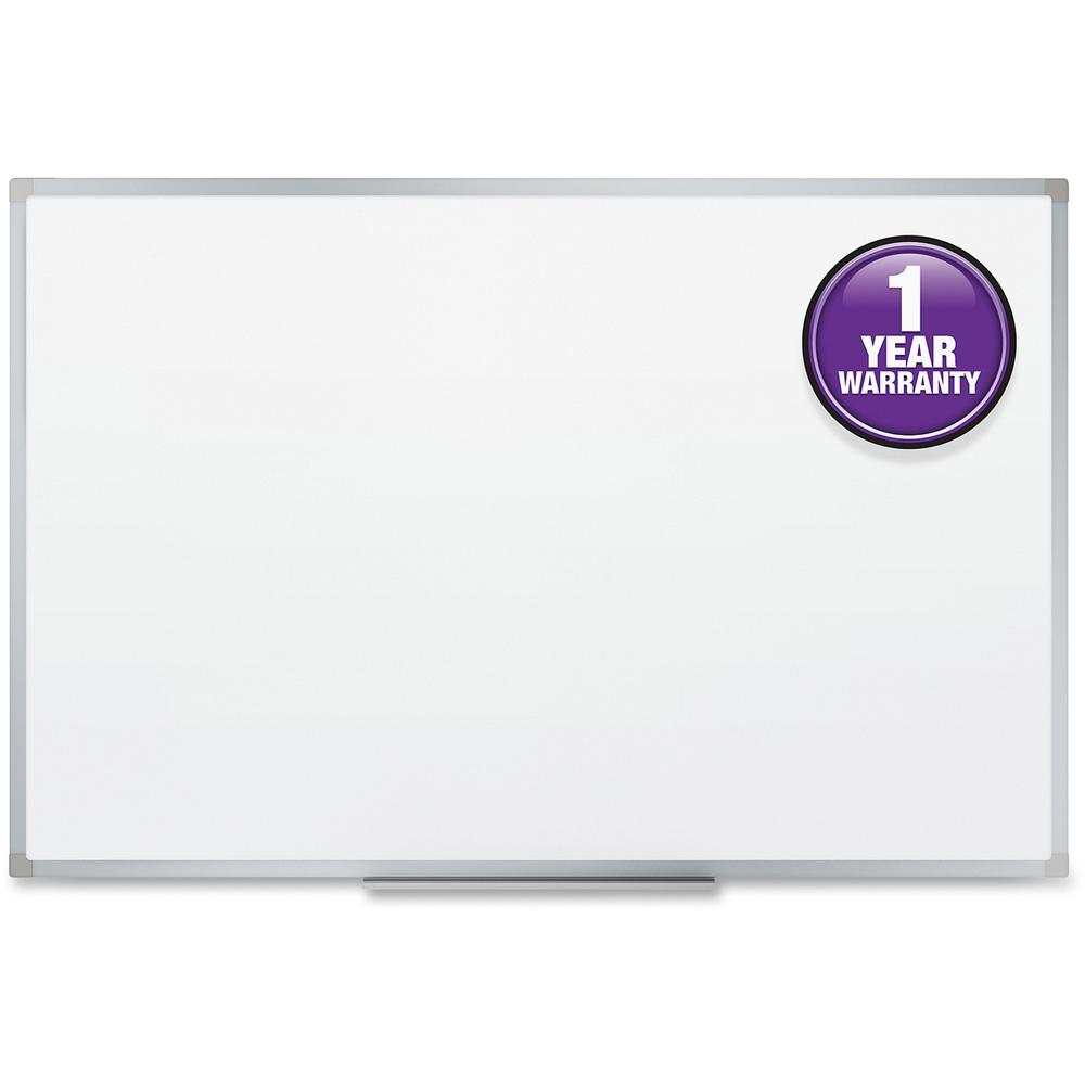 Mead Basic Dry-Erase Board - 35.9" (3 ft) Width x 23.8" (2 ft) Height - White Melamine Surface - Silver Aluminum Frame - Marker Tray - 1 Each. Picture 1