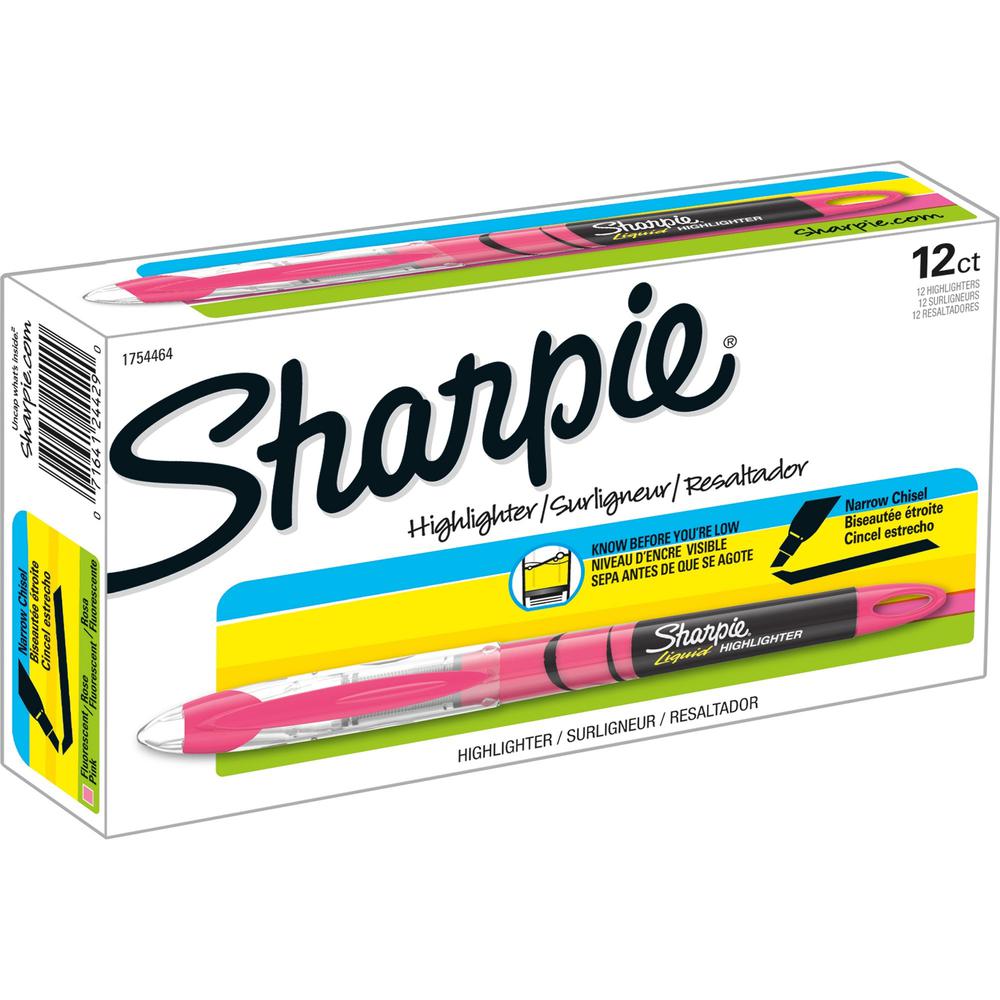 Sharpie Accent Highlighter - Liquid Pen - Micro Marker Point - Chisel Marker Point Style - Fluorescent Pink Pigment-based Ink - 1 Dozen. The main picture.