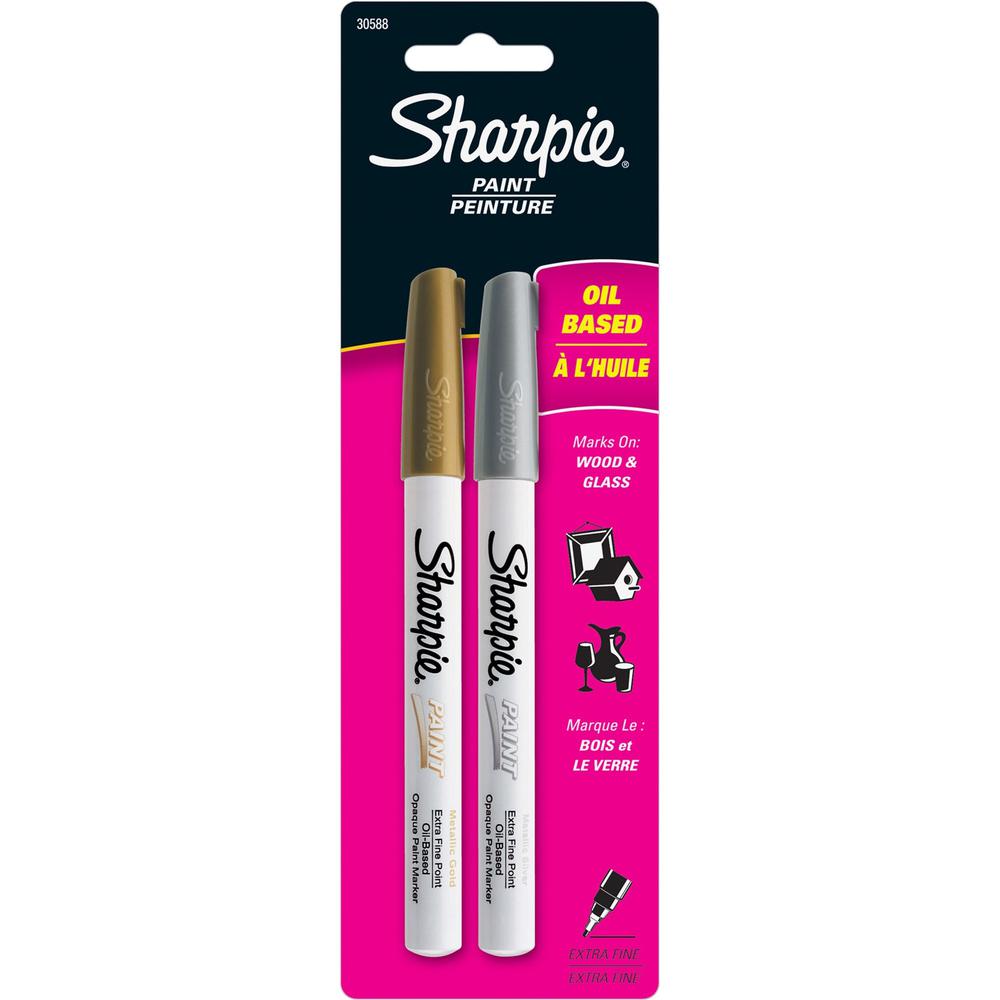 Sharpie Oil-Based Paint Marker - Extra Fine Point - Extra Fine Marker Point - Gold, Silver Oil Based Ink - 2 / Pack. Picture 1