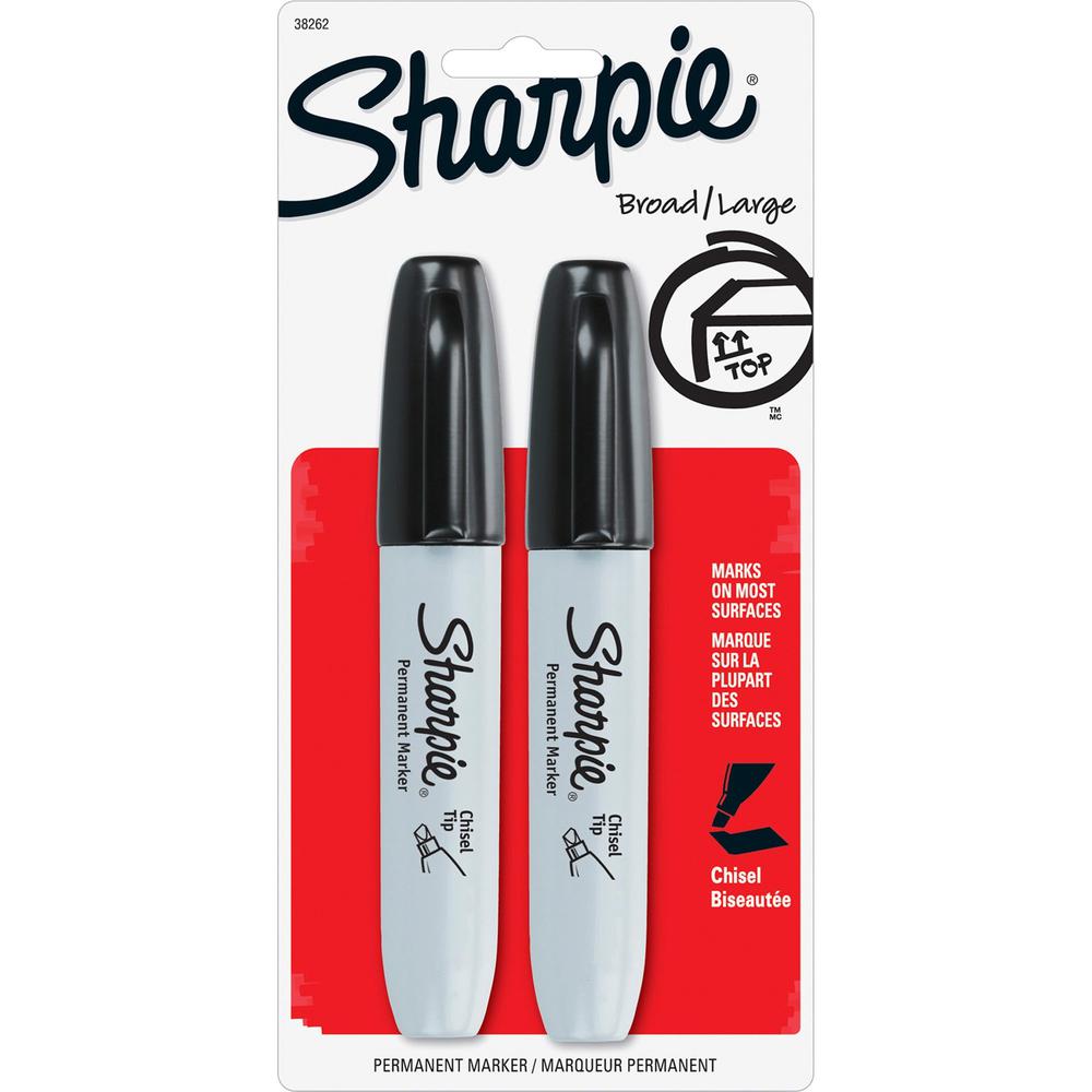 Sharpie Chisel Tip Permanent Marker - Chisel Marker Point Style - Black Alcohol Based Ink - 2 / Pack. The main picture.